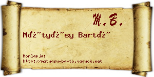 Mátyásy Bartó névjegykártya